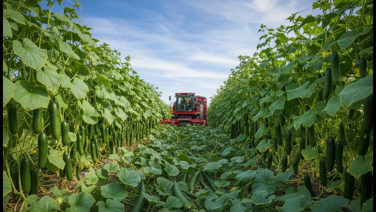 How Cucumbers Are Grown and Harvested (Industrial Cucumber Farming Process)