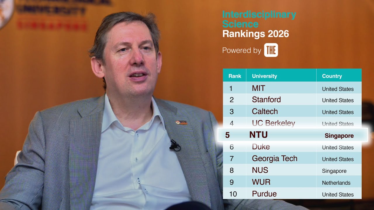 NTU 1st in Singapore & Asia, 5th globally in interdisciplinary science