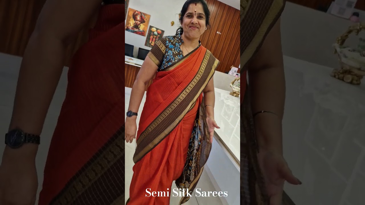 For Orders:9095016616. #shruti #semisilk #checkedsaree #traditional #trendingshorts #saree #cotton