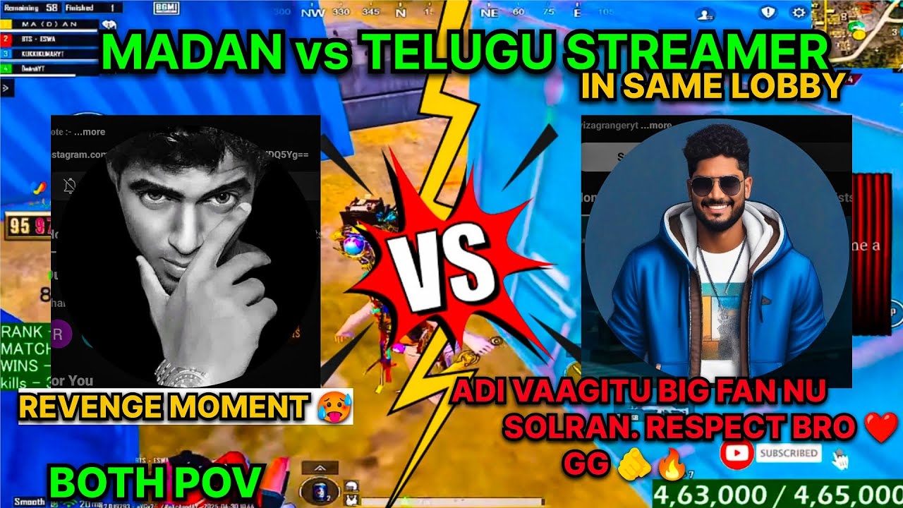 MADAN vs TELUGU STREAMER || REVENGE MOMENT 🥵|| BIG FAN SOLRAN 🫵🔥|| #madan #madanop #bgmi