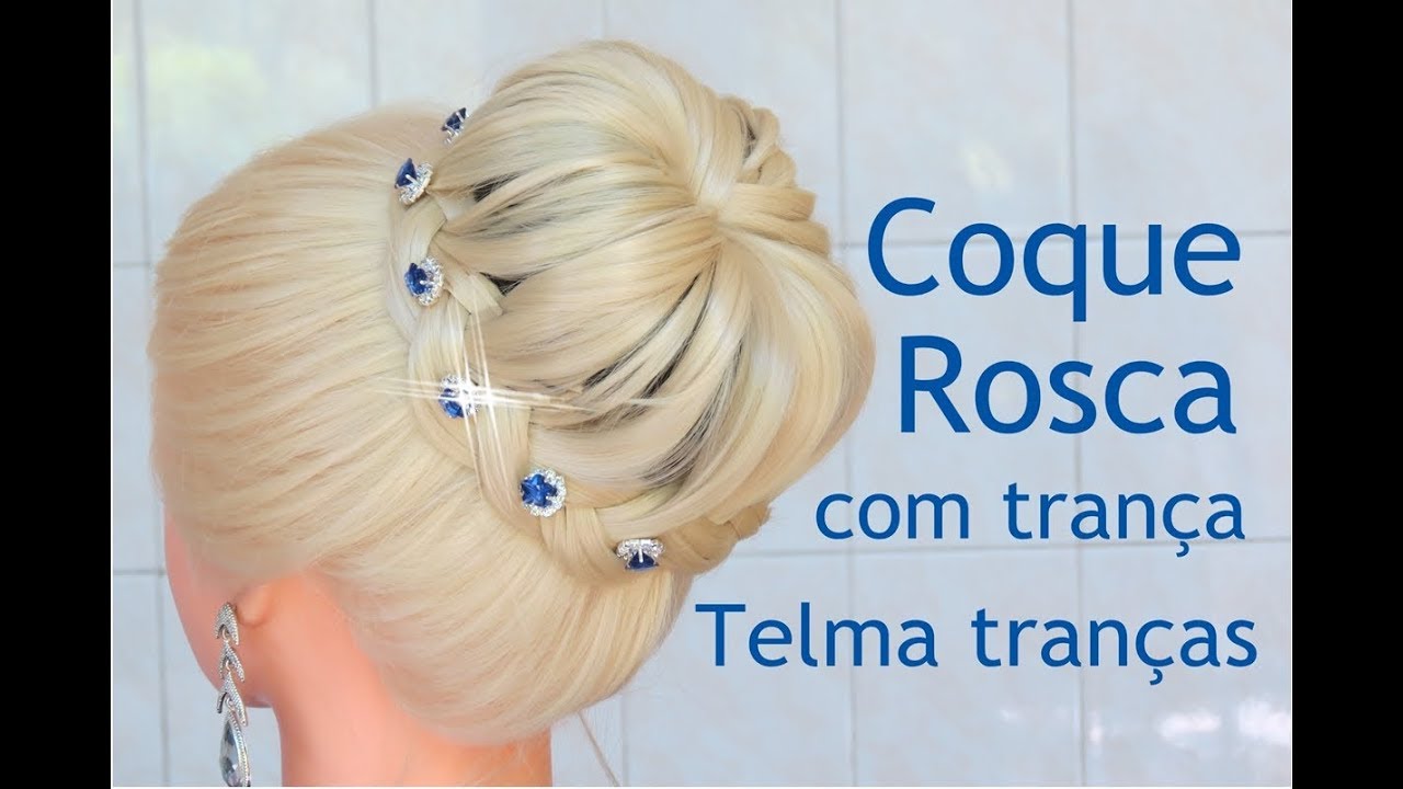 Coque Rosca com trança, Peinado con dona y trenza - Telma tranças