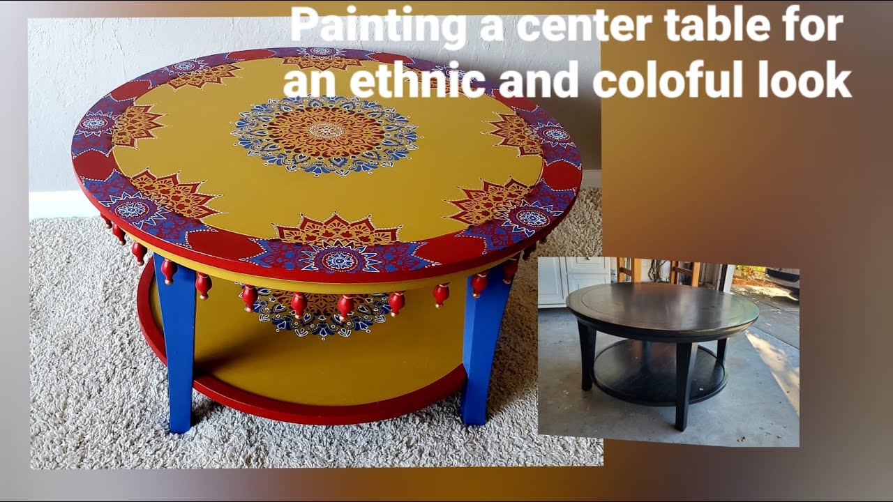 Painting a center table for an ethnic and colorful look