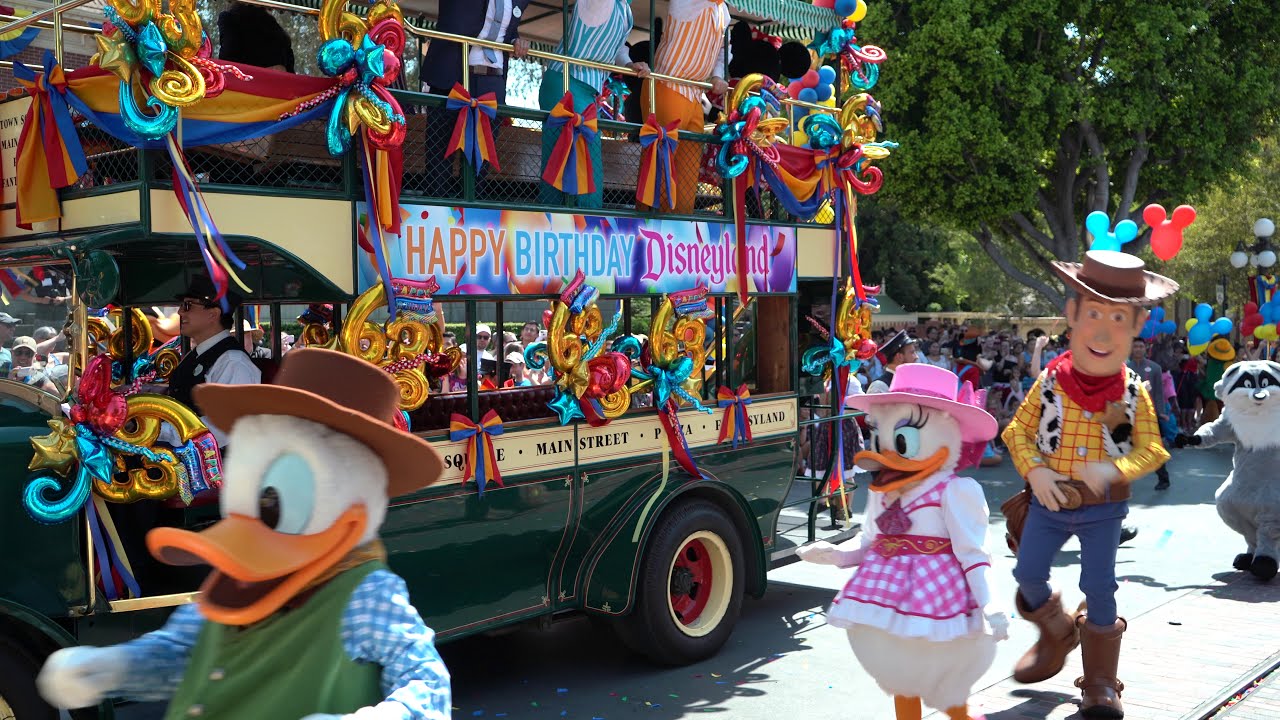Disneyland 63rd Birthday Parade, 7-17-18, Happy B-Day, with 63 Disney Characters, Sony A7III, in 4K