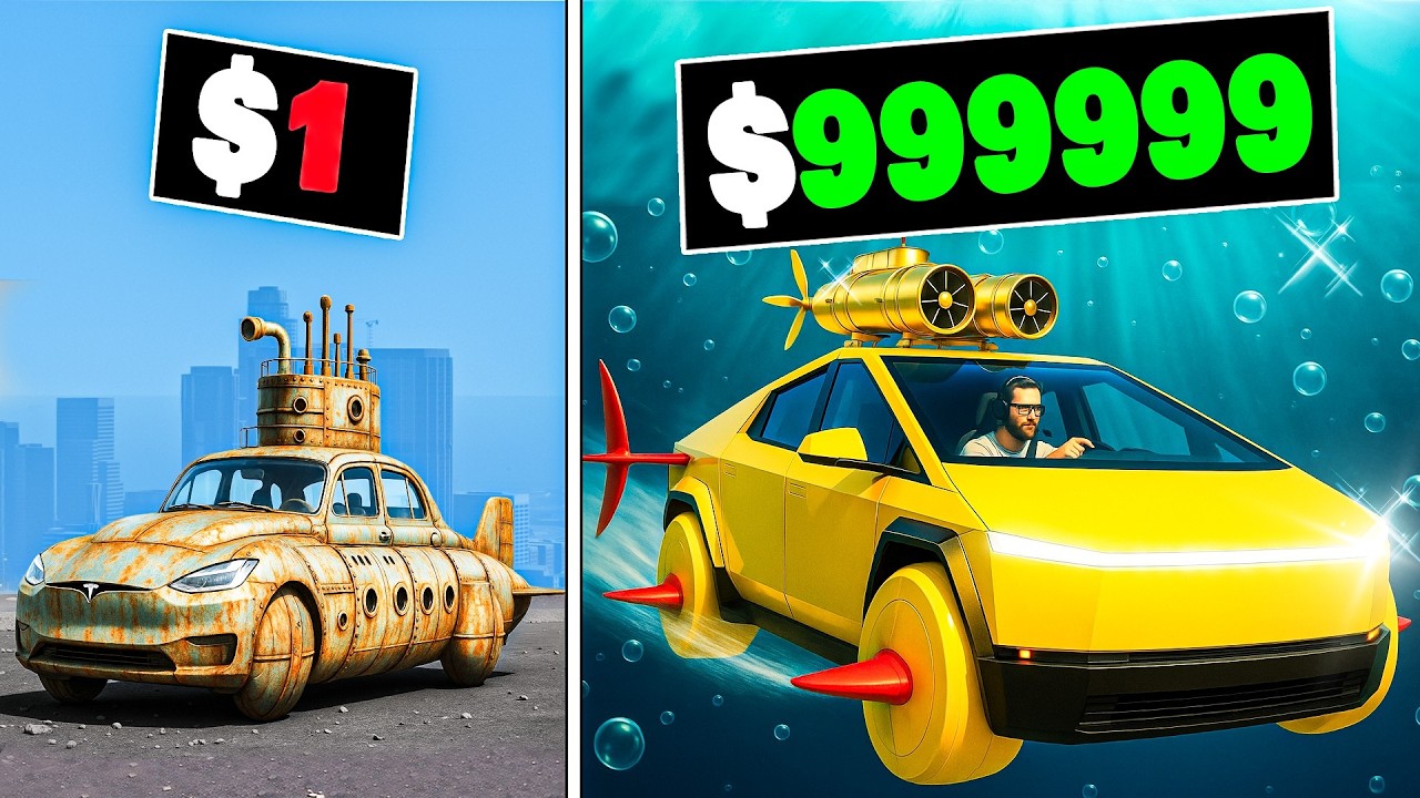 $1 to $1,000,000 Tesla Submarine Car in GTA 5