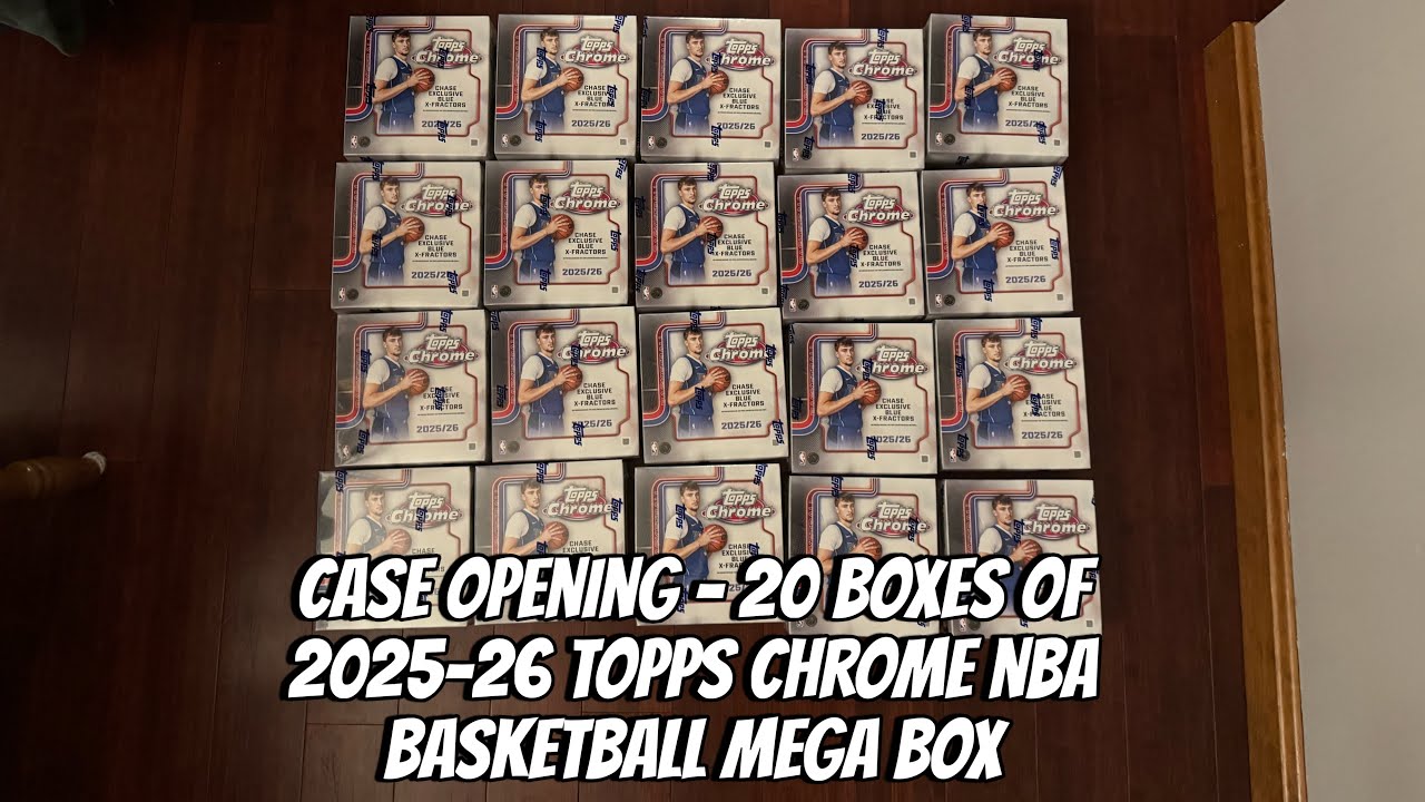 Распаковка мега-бокса — 2025-26 Topps Chrome NBA Basketball, коробка из 20 карточек (распаковка и...