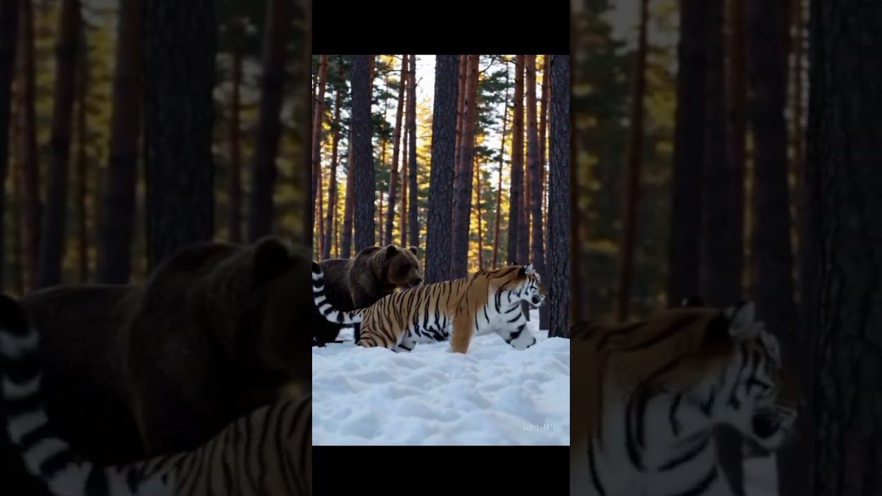 Tiger vs Bear &ndash; Ultimate Apex Predator Showdown #viral #lion #animals #wildlife#fighting#viralvideos