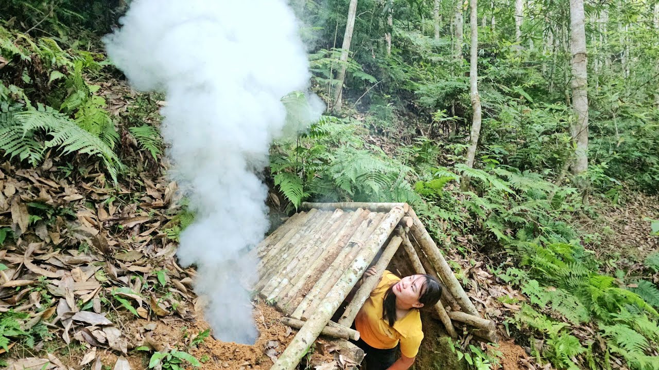The girl repaired the underground shelter after years of abandonment.