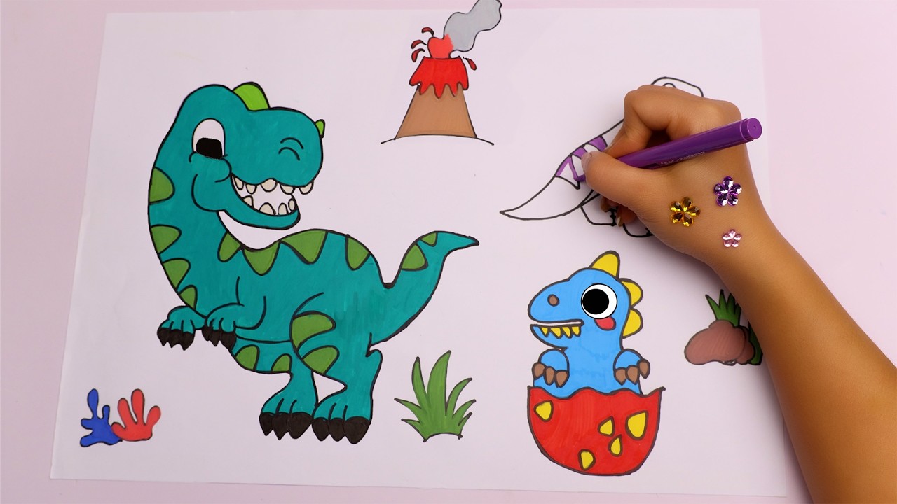 Drawing Funny Moving Dinosaurs | Cute Dinosaur Animation Art