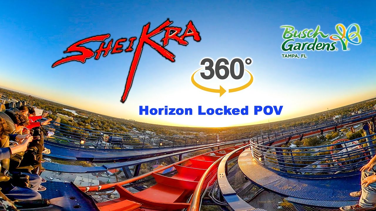 VR 360 5K Sheikra Roller Coaster On Ride Front Row Horizon Locked POV Busch Gardens Tampa 2023 01 27