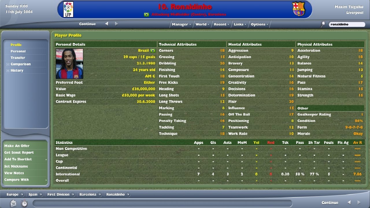 FM 2005 - Best Central Midfielders CM/MC/AMC