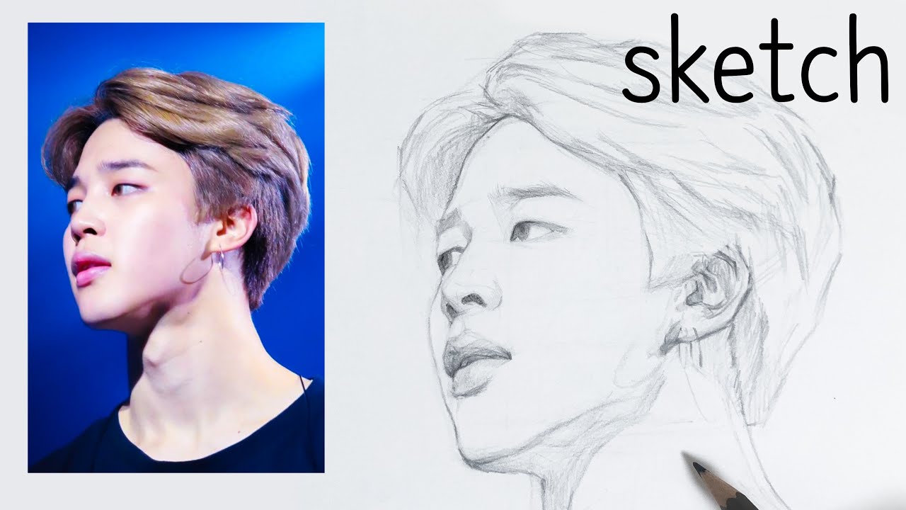 BTS JIMIN Pencil Drawing | Sketch | 방탄소년단 지민 연필드로잉 | 스케치