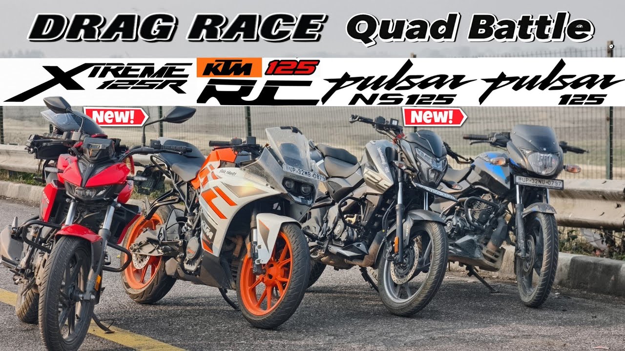 2026 Xtreme 125R VS Pulsar NS125 vs Pulsar 125 VS KTM RC125. || Drag race.🔥|| Quad battle Showdown—·