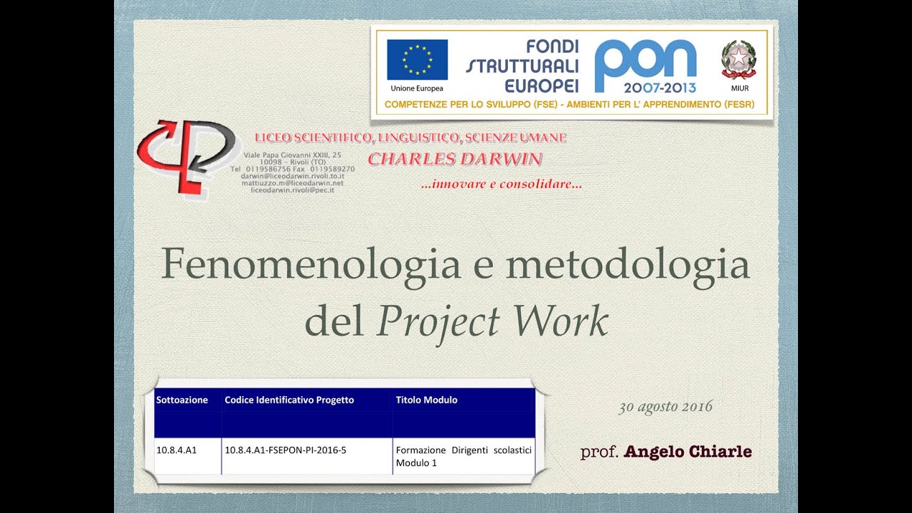 Fenomenologia e metodologia del Project Work