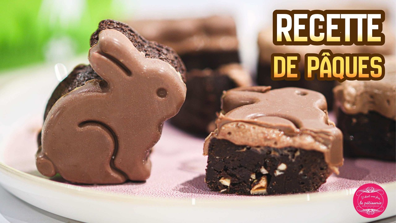 Brownies lapins de Pâques - Mousse au chocolat & coque craquante