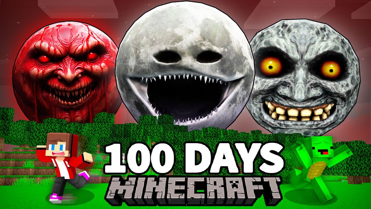 How JJ and Mikey Survived 100 Days With EVIL MOONS in Minecraft? - Maizen