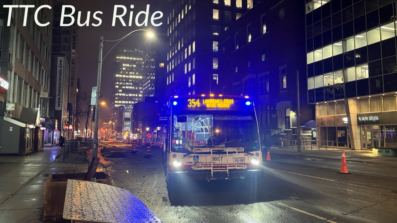 Toronto TTC 354 Lawrence East Blue Night Bus Ride 4/18/2024