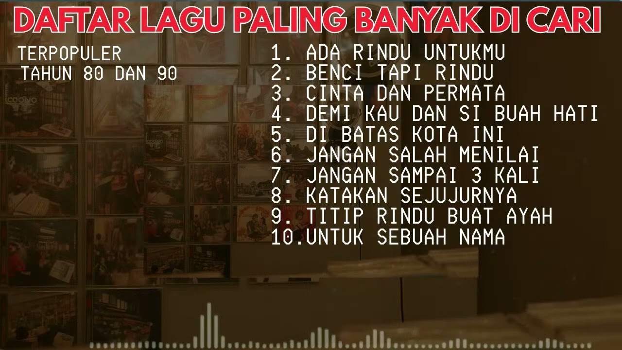 Lagu POP NOSTALGIA 80 - 90an Paling Banyak Dicari, Tembang Kenangan Populer Teman Di Perjalanan