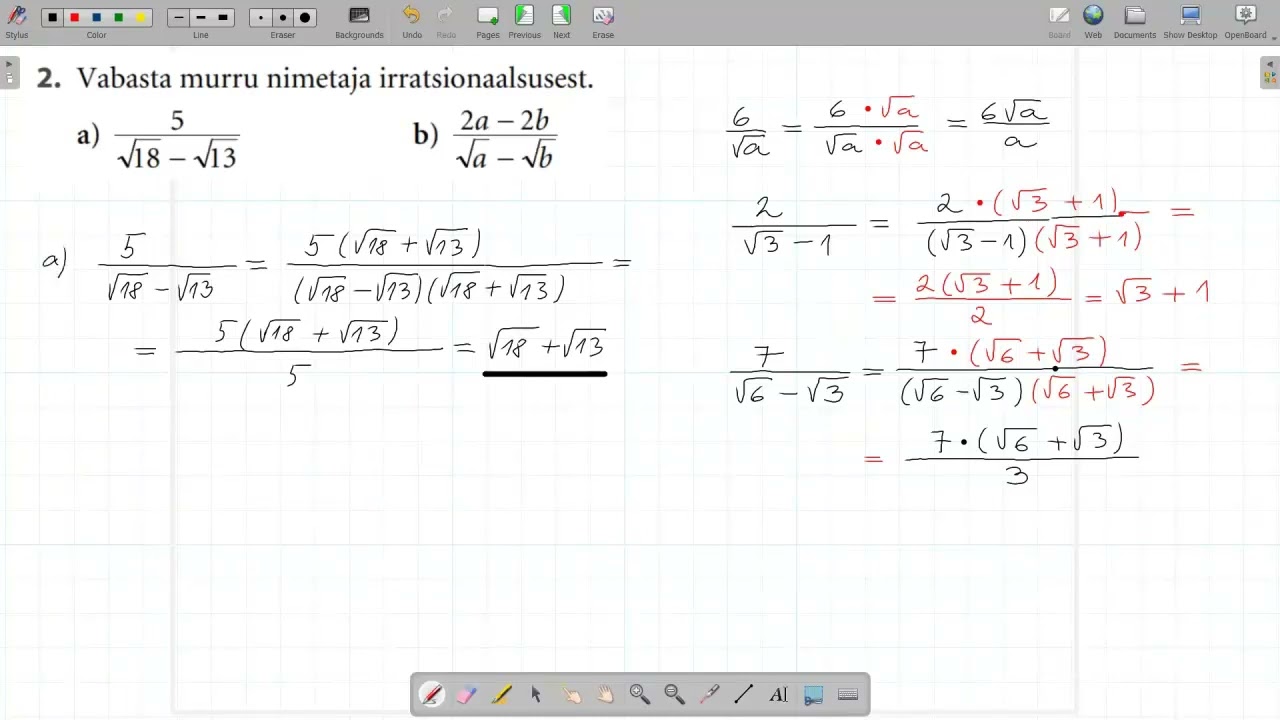 Avaldiste lihtsustamine (10.kl kontrolltöö)