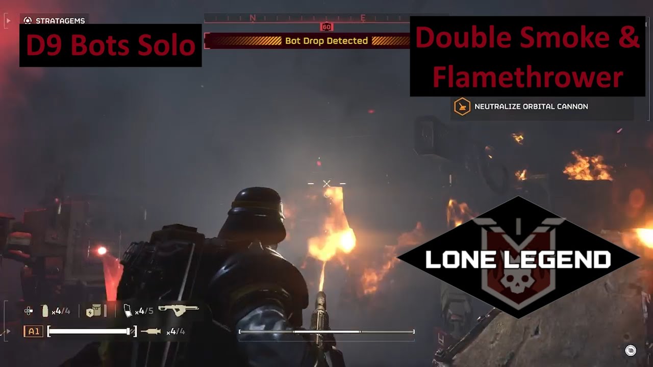 D9 Automatons Solo 100% - Double Smoke + Flamethrower - Helldivers 2