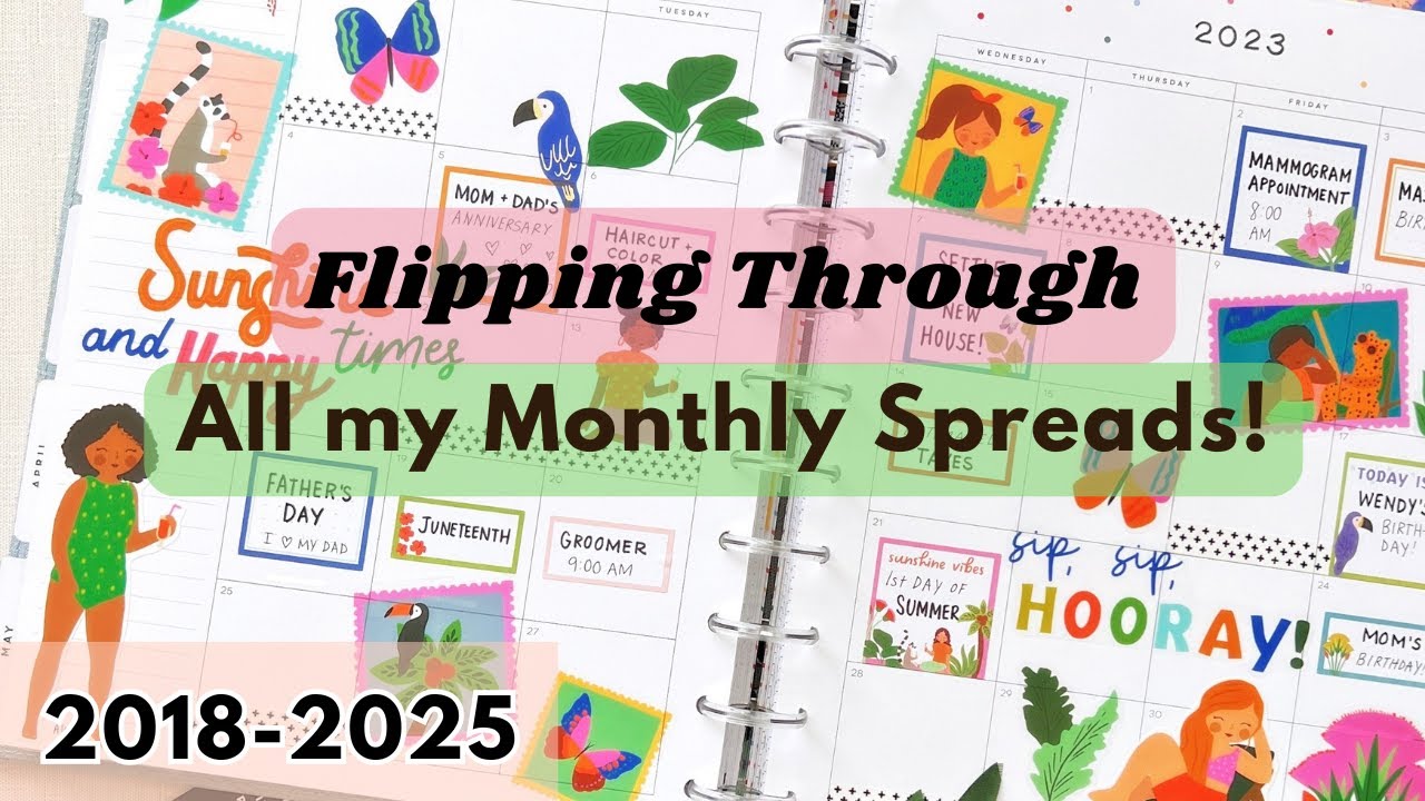 Flipping Through ALL my Happy Planner Monthly Spreads from 2018 to 2025! Watch my Style Change!