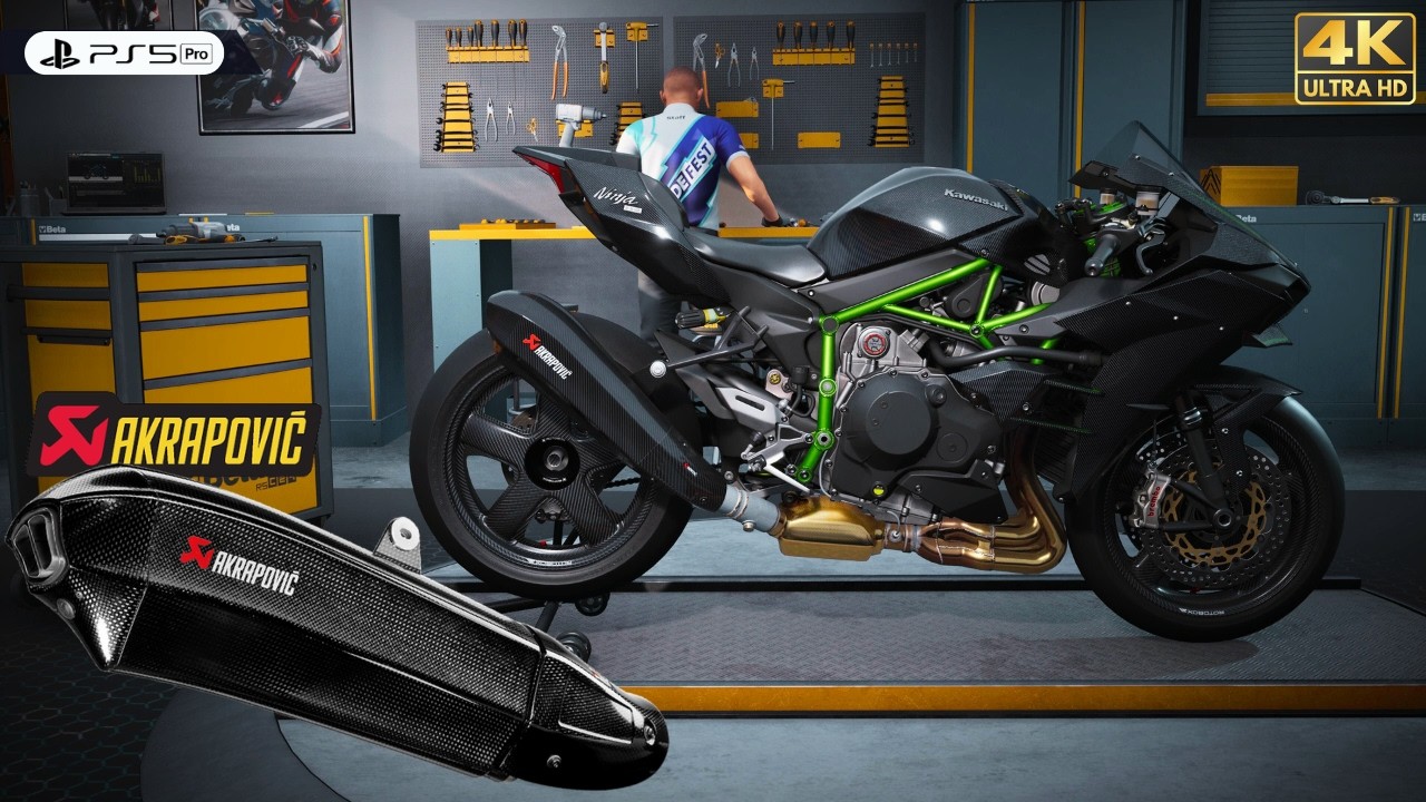 RIDE 6 | Customize Brutal Kawasaki H2 Full Carbon Akrapovic Gameplay [4K PS5 Pro]