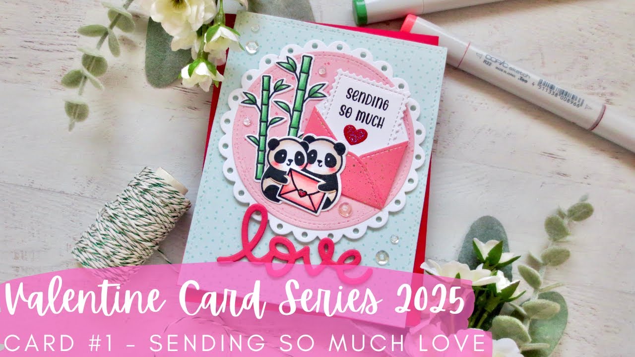 Valentine Card Series 2025 #1 | Lawn Fawn NEW RELEASE | Copic Coloring and Patterned Paper