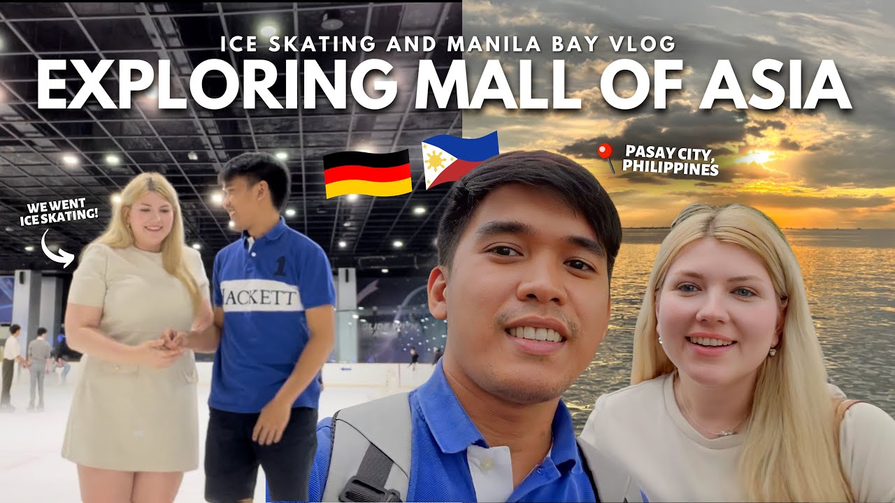 FOREIGNER TEACHING FILIPINO FIANCÉ TO ICESKATE 🇵🇭🇩🇪*Manila bay date* 🌴😍 | Elisa and Rei 💗