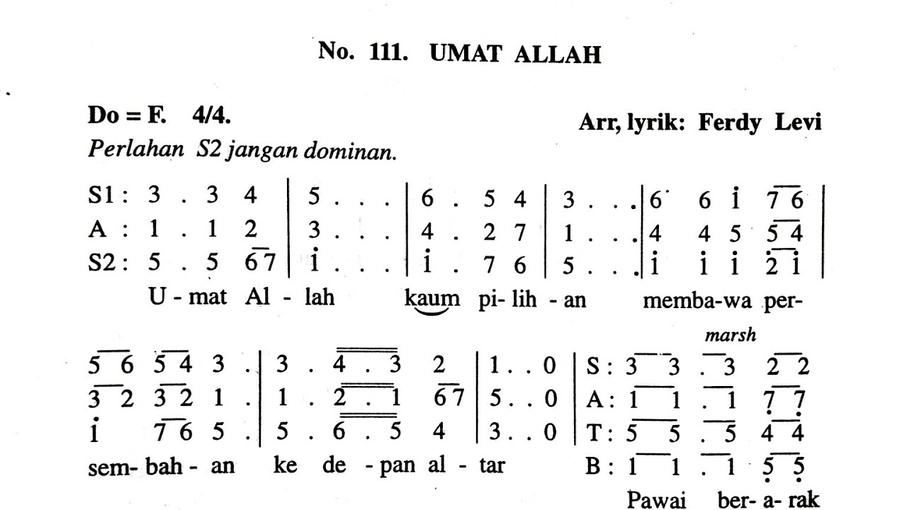 UMAT ALLAH arransemen Ferdy Levi || Lagu Persembahan || Exsultate 111