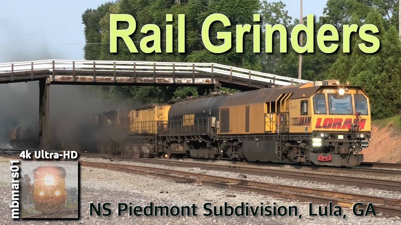 [8V][4k] Loram Rail Grinders Polishing Norfolk Southern Tracks, Piedmont Sub, Lula, GA 05/25/2023