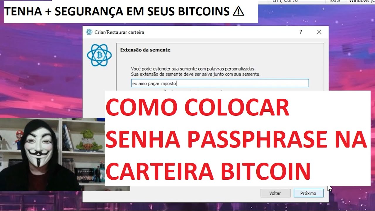 Como colocar PASSPHRASE na carteira electrum 2026