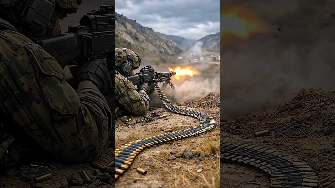 Army Power 💥 Machine Gun Fire in Mountains