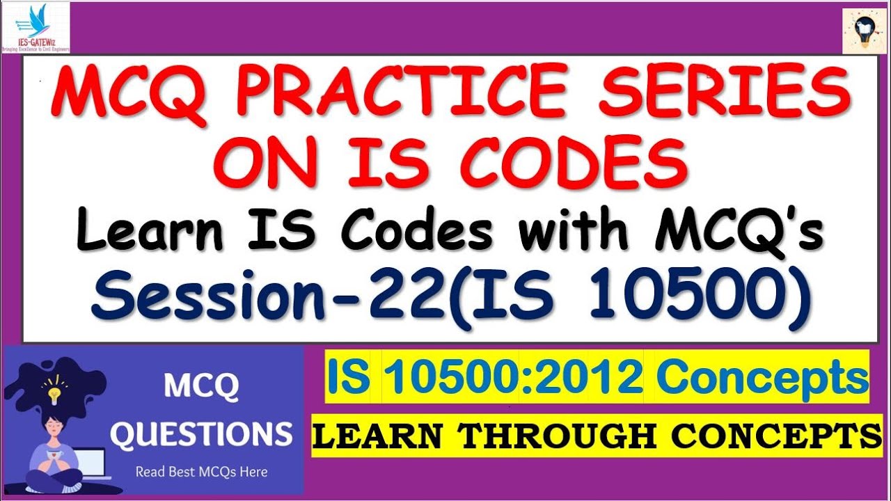IS 10500 Most Expected MCQ's on Civil Engineering IS Codes|Drinking Water MCQ Practice Series|P-22