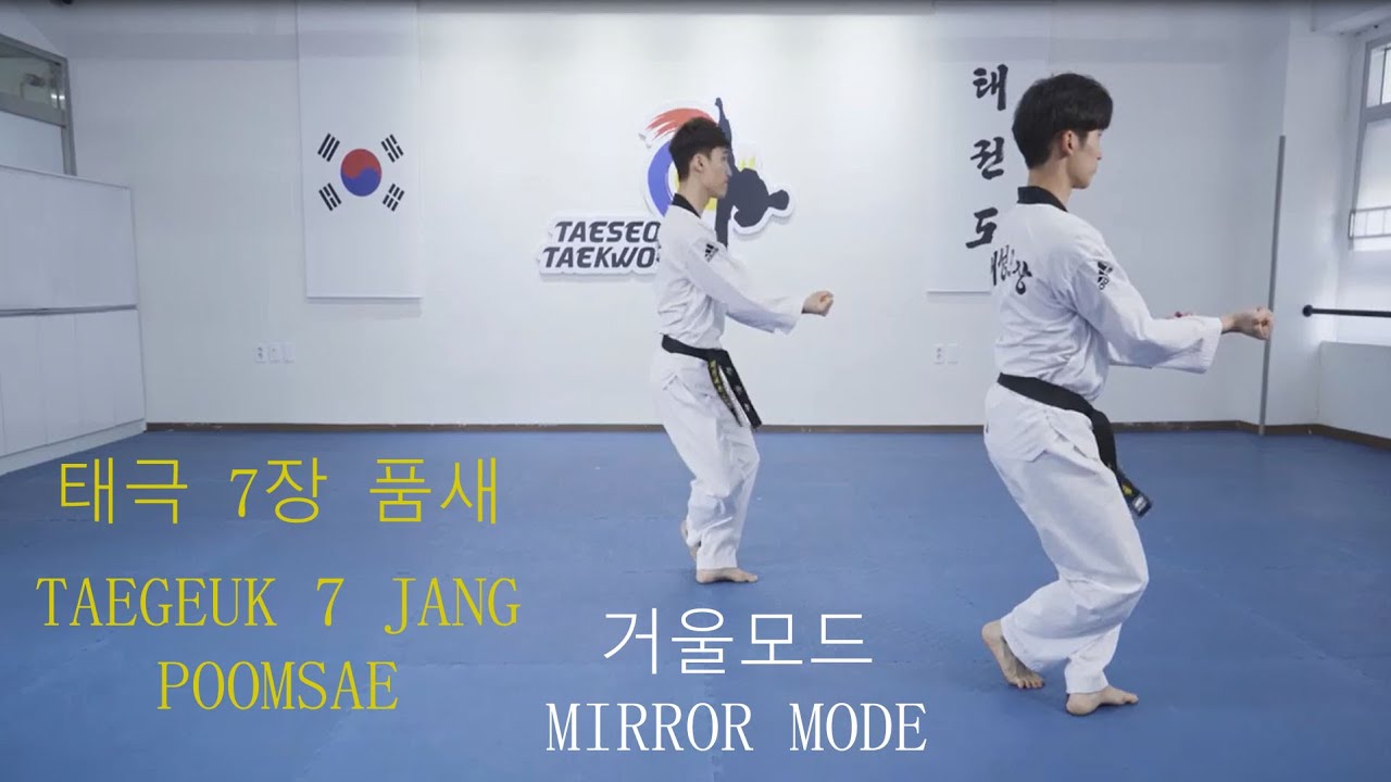 Bài Quyền Số 7 Taekwondo | Taekwondo Poomsae Taegeuk 7 jang | 태권도 품새 태극 7장 & 거울모드