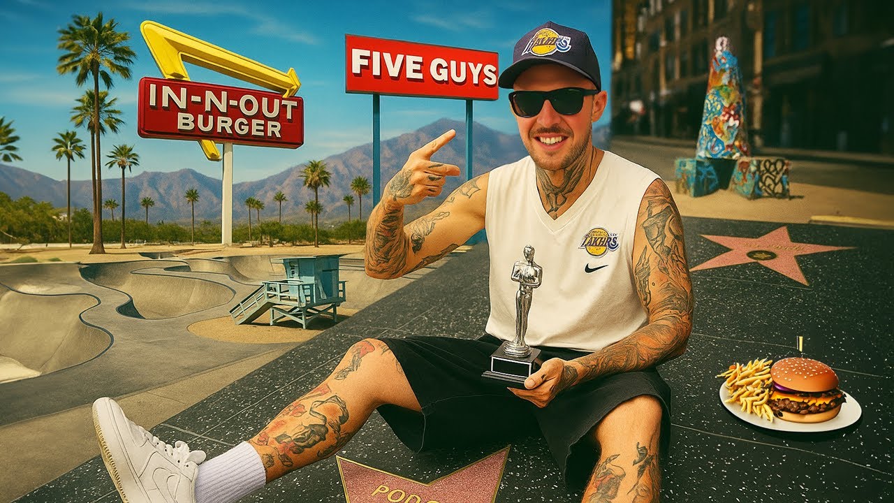 Drugi VLOG Podcięty testuje In-N-Out vs FIVE GUYS vs Wendy's! Palm Springs, Hollywood, Venice Beach