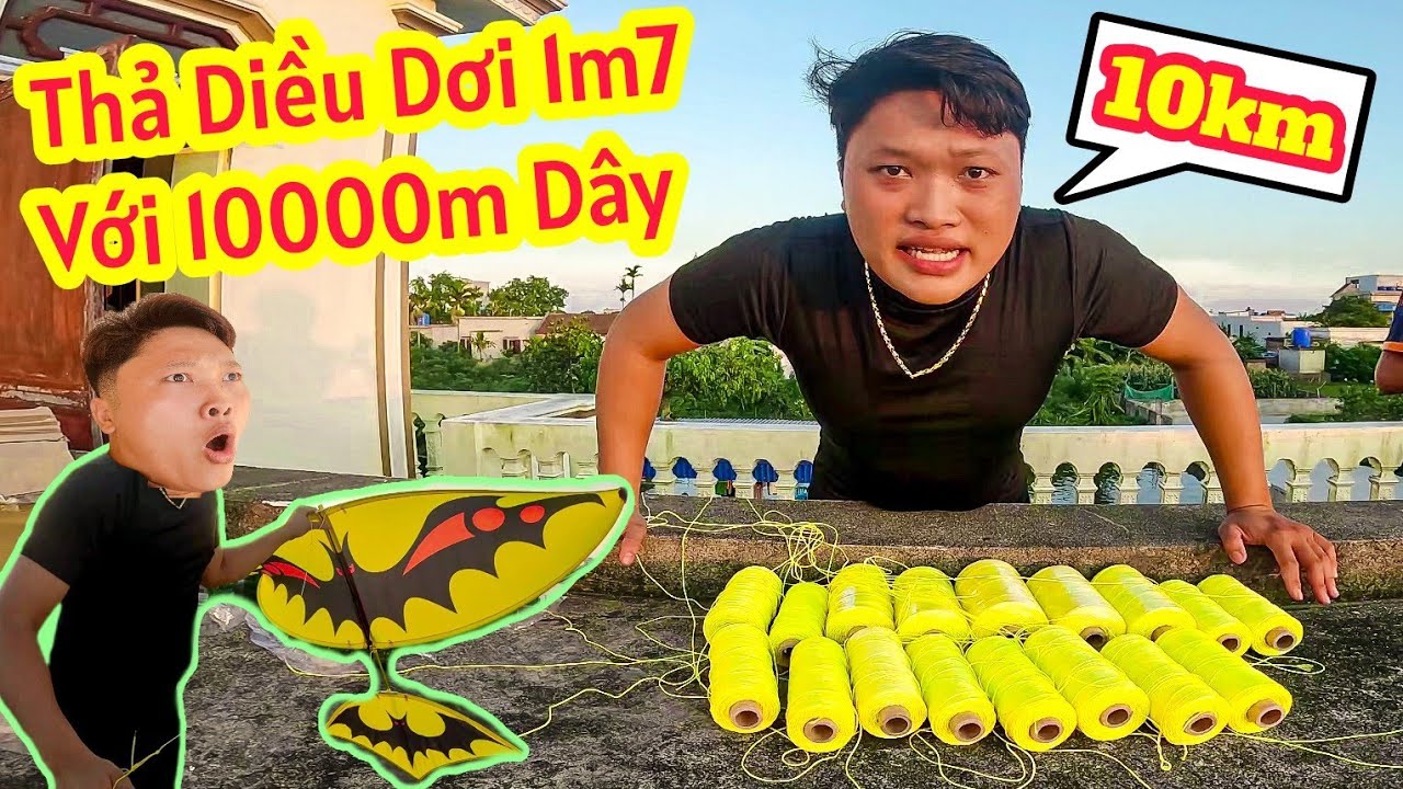 Tất Tay Thả 10.000m Dây Với Chiếc Diều Dơi Quỷ 1m7 Xuyên Mây Cực Phê Bá Đạo