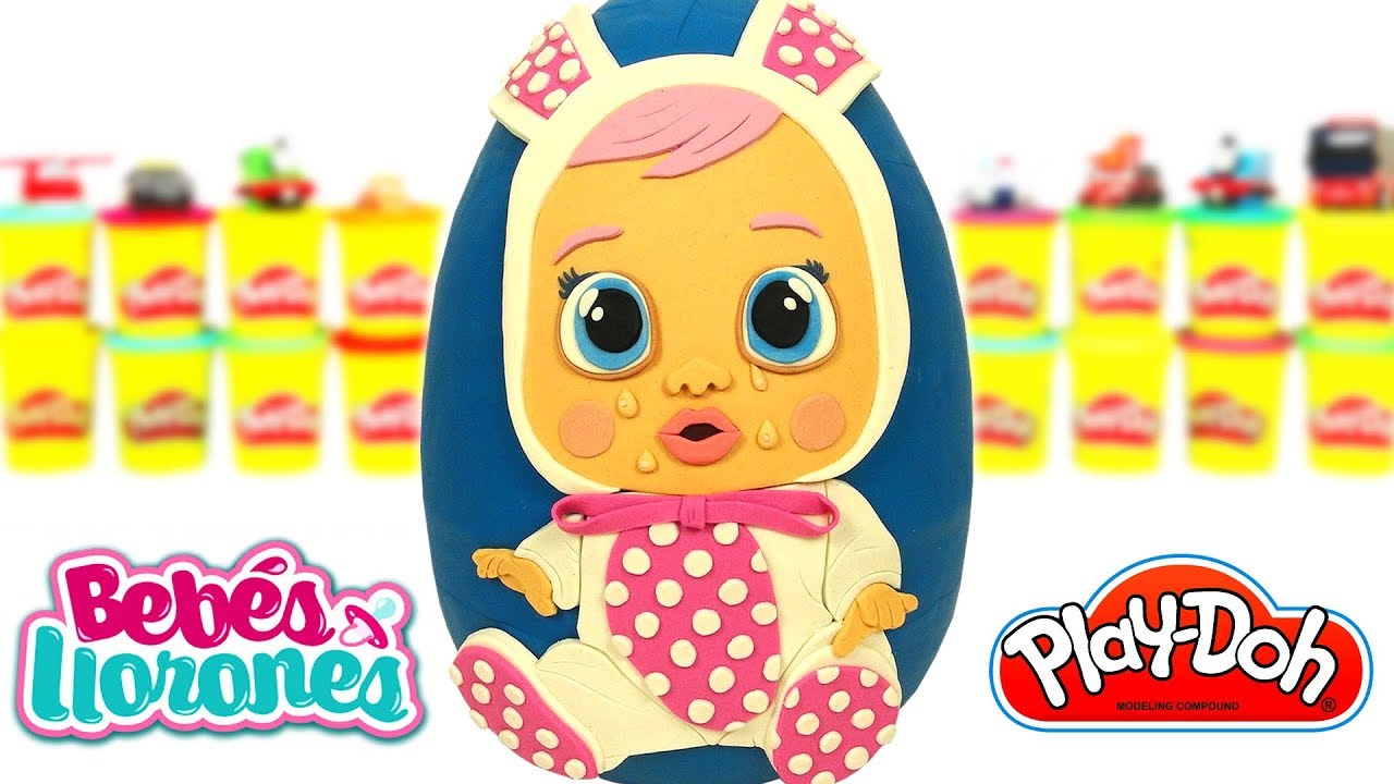 Huevo Sorpresa Gigante de Bebés Llorones de la Muñeca Coney en Español de Plastilina Play Doh
