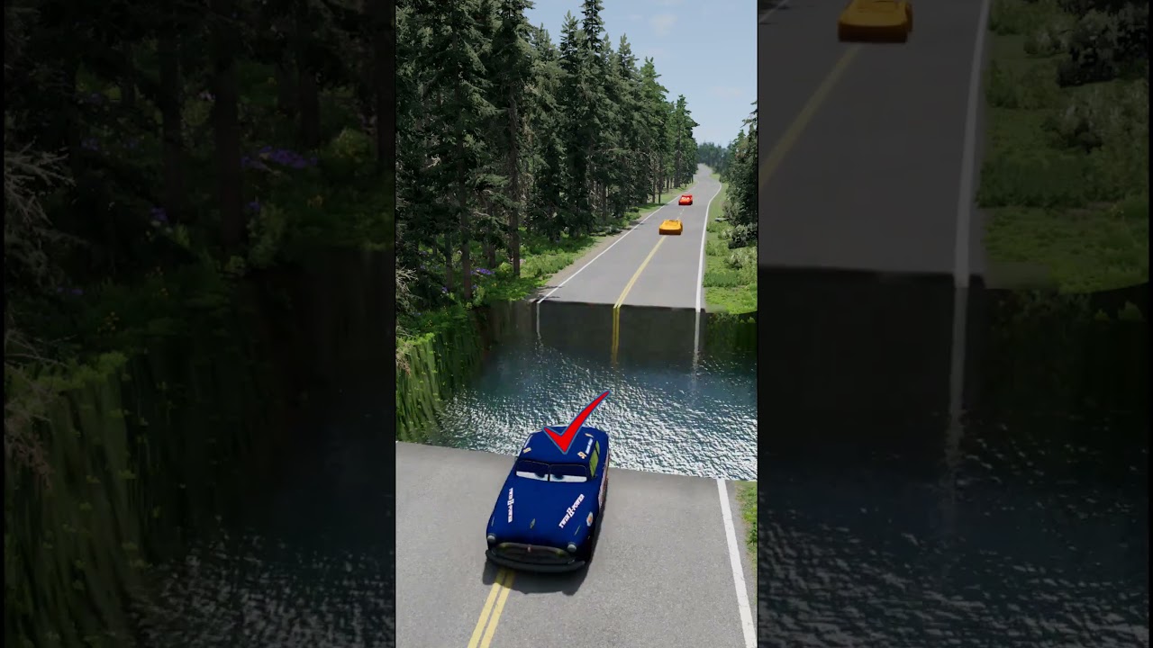 Cars MC Queen vs Water Pit Crash - BeamNG.drive #beamngdrive #crashdrive  #beamng
