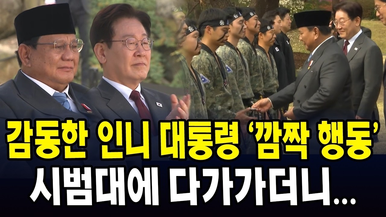 감동한 인니 대통령 '깜짝 행동'....시범대에 다가가더니...