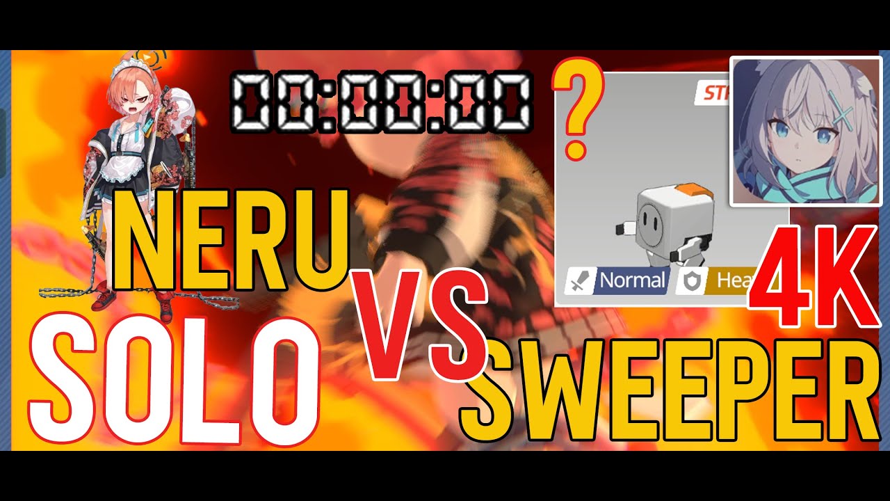 Mikamo Neru vs Sweeper Ruined Munitions Factory A Solo Who Will Win HOW LONG  Blue Archive 4K
