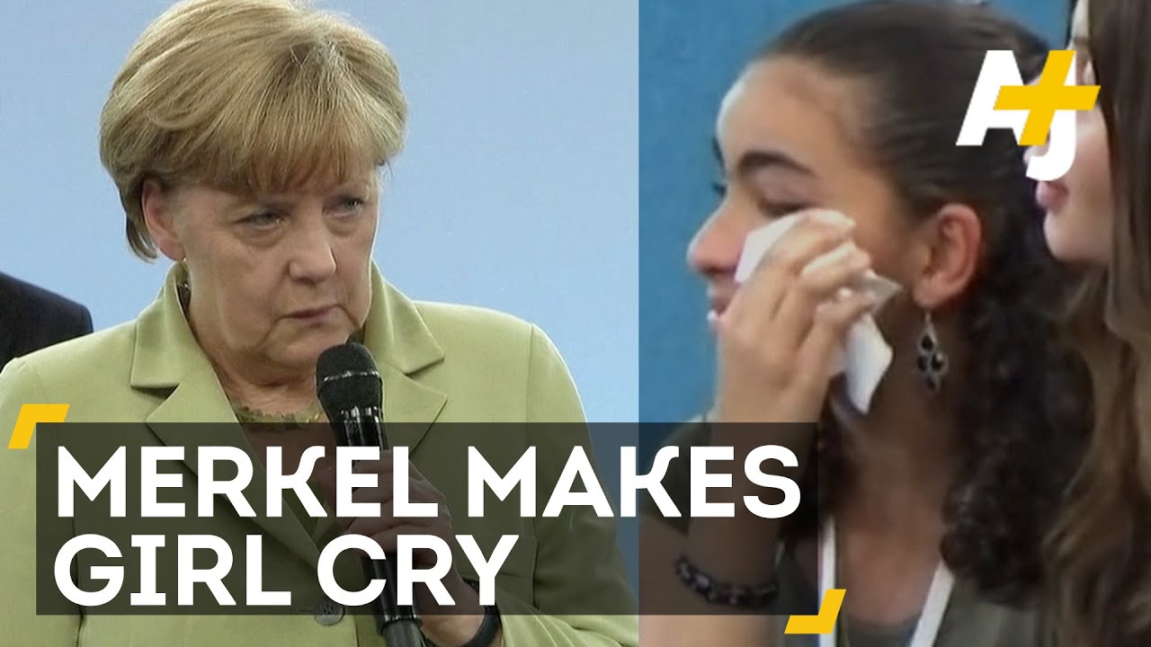 German Chancellor Angela Merkel Makes Refugee Girl Cry