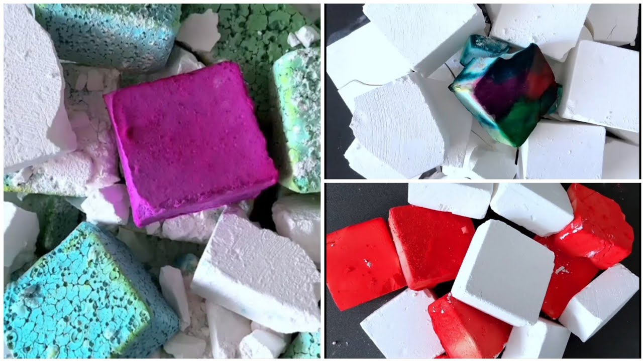 melt like butter 💕 plain dyed and pasted gym chalk by @fjh-asmr777 | relaxing asmr crushing soft