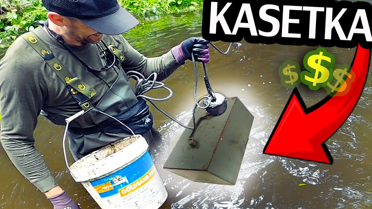 KASETKA NA PIENIĄDZE WYŁOWIONA Z DNA RZEKI za pomocą magnesu neodymowego