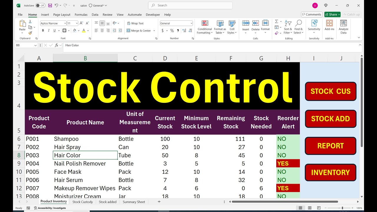 How To Make Salon Stock Control| Track Stock, Employee Custody & Reorder Alerts
