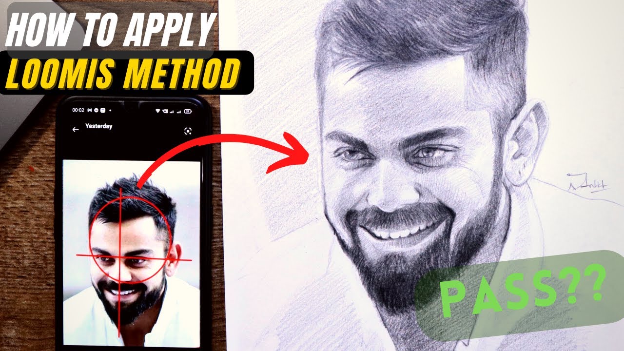 How to draw outlines using Loomis method | drawing Virat Kohli