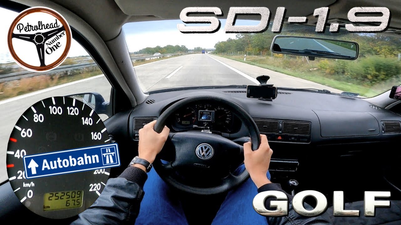 1999 VW Golf IV 1.9 SDI (68 KM) | V-MAX. Długa pr&oacute;ba autostradowa. RACEBOX 0-100 km/h (AC on/off).