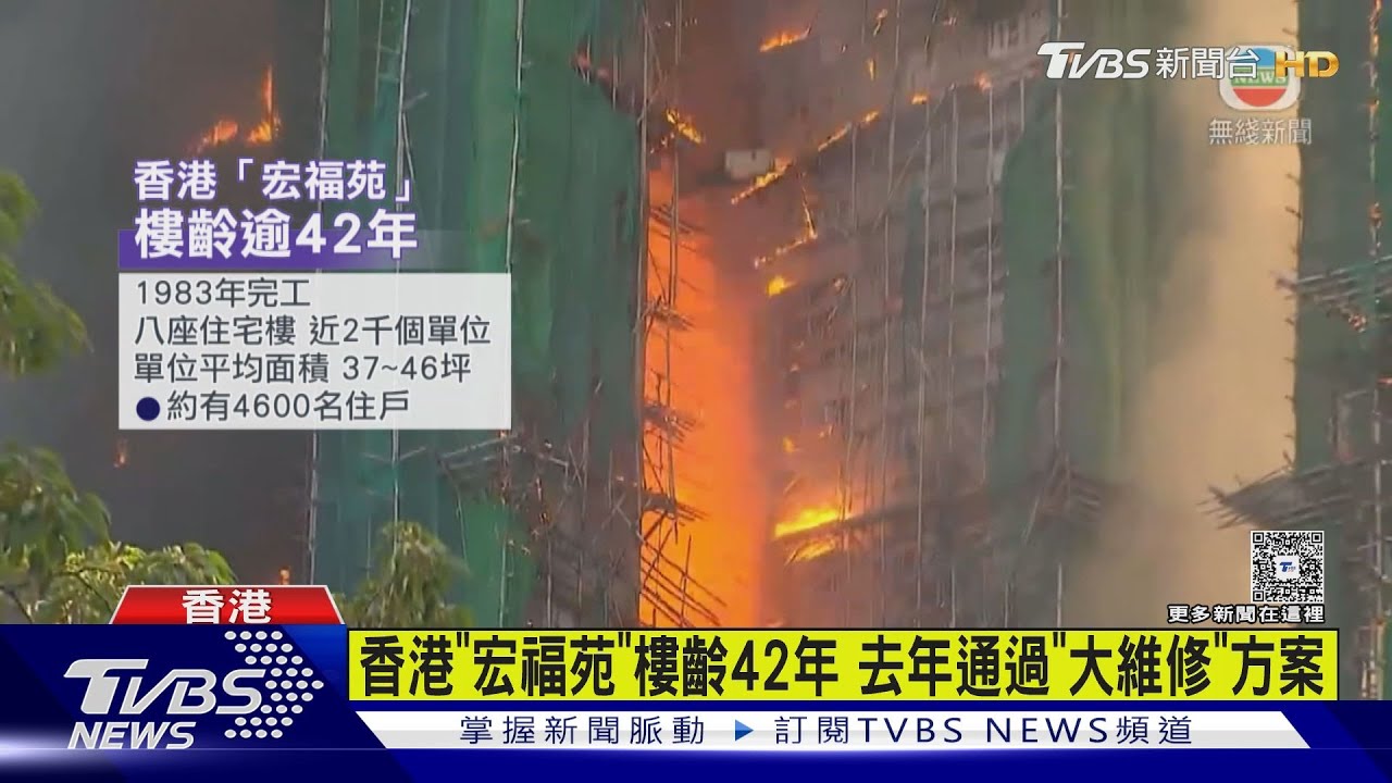 惡火擊香港「宏福苑」樓齡42年 整修未設防火棚架圍網？原因待查｜TVBS新聞 @TVBSNEWS01