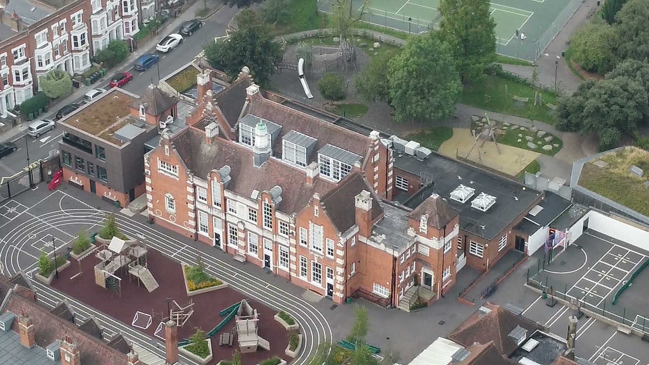 West Hampstead foggy morning drone aerial footage