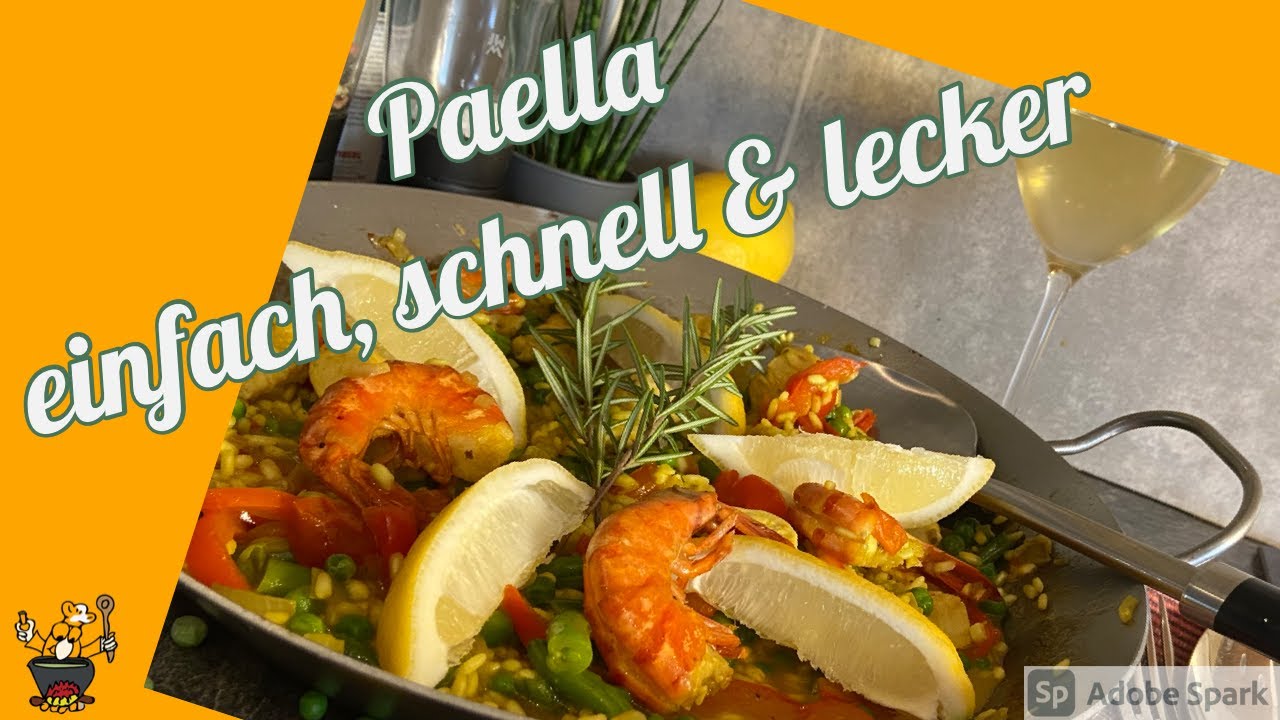 Paella Rezept mit Hähnchen und Garnelen [ schnell und einfach ]