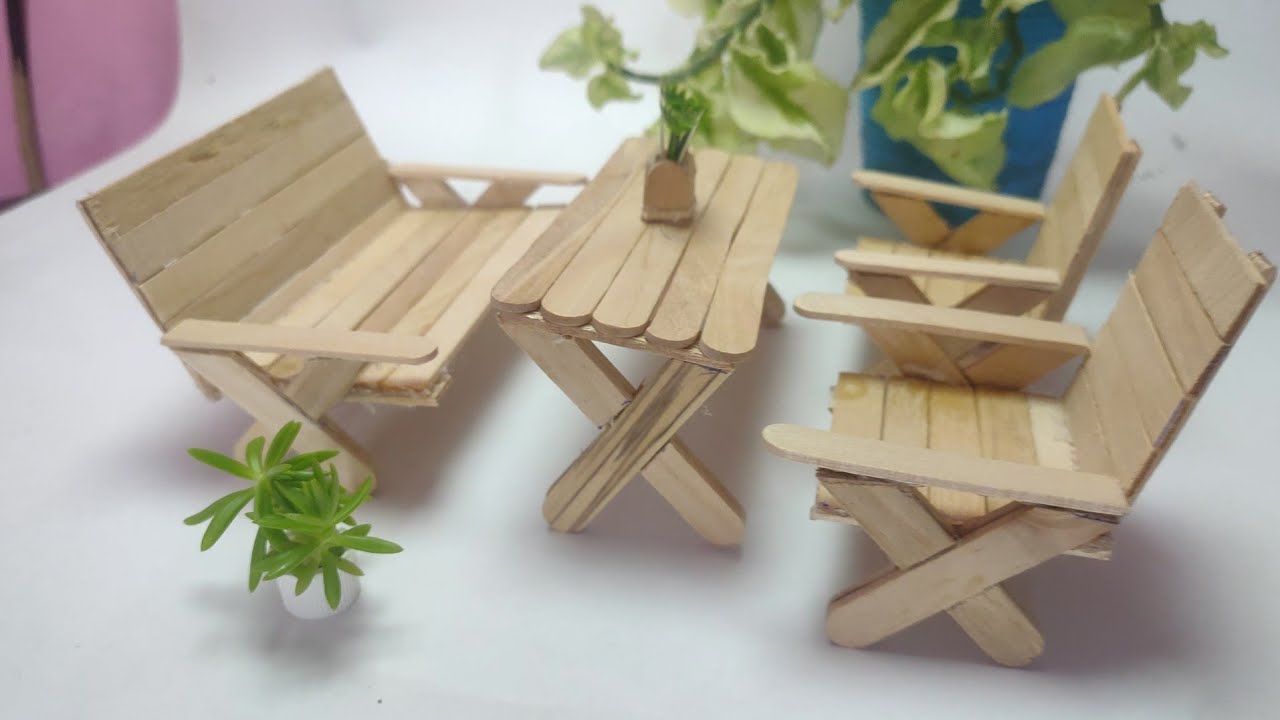 Miniature Table & Chair Made from Ice Cream Sticks | Easy DIY Craft