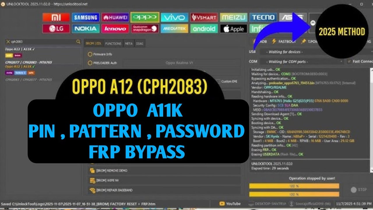 OPPO A12 Pin Pattern FRP Remove Unlock 🔓 Tool 